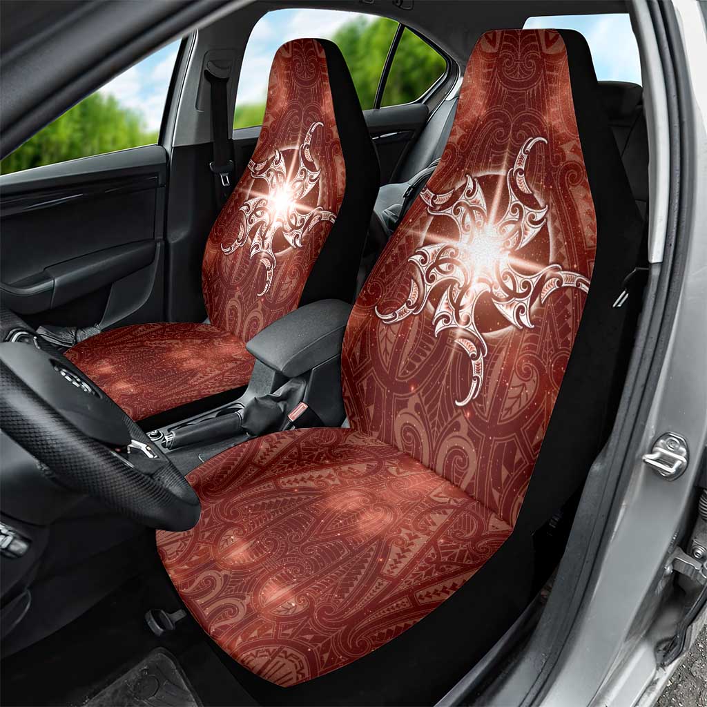 New Zealand Matariki Pohutukawa Car Seat Cover Maori Moko Red Galaxy LT05 - Polynesian Pride