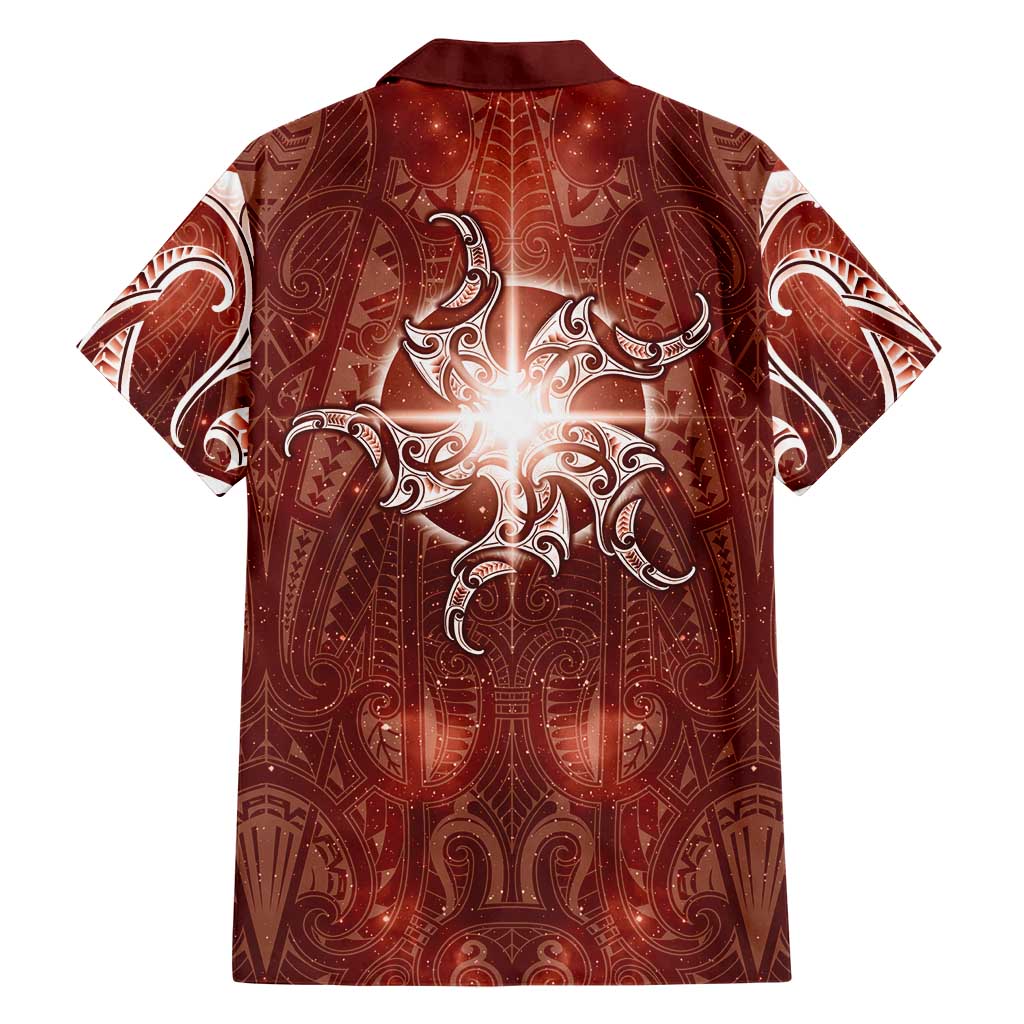 New Zealand Matariki Pohutukawa Family Matching Summer Maxi Dress and Hawaiian Shirt Maori Moko Red Galaxy LT05 - Polynesian Pride