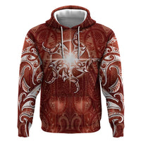 New Zealand Matariki Pohutukawa Hoodie Maori Moko Red Galaxy LT05 Pullover Hoodie Red - Polynesian Pride