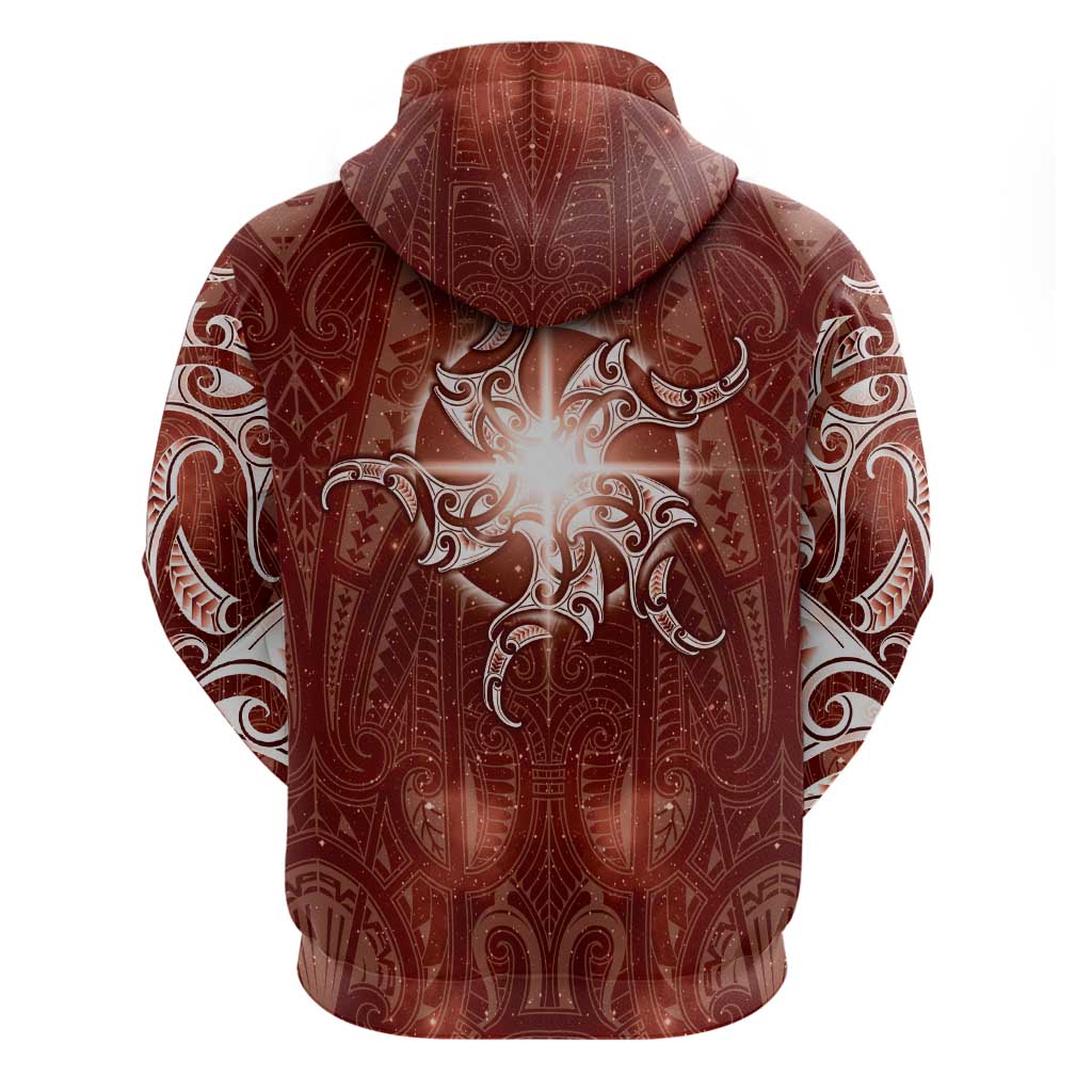 New Zealand Matariki Pohutukawa Hoodie Maori Moko Red Galaxy LT05 - Polynesian Pride