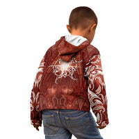 New Zealand Matariki Pohutukawa Kid Hoodie Maori Moko Red Galaxy LT05 - Polynesian Pride