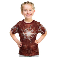 New Zealand Matariki Pohutukawa Kid T Shirt Maori Moko Red Galaxy LT05 Red - Polynesian Pride
