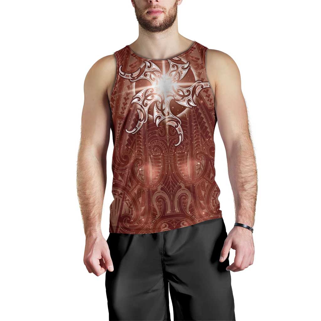 New Zealand Matariki Pohutukawa Men Tank Top Maori Moko Red Galaxy LT05 - Polynesian Pride