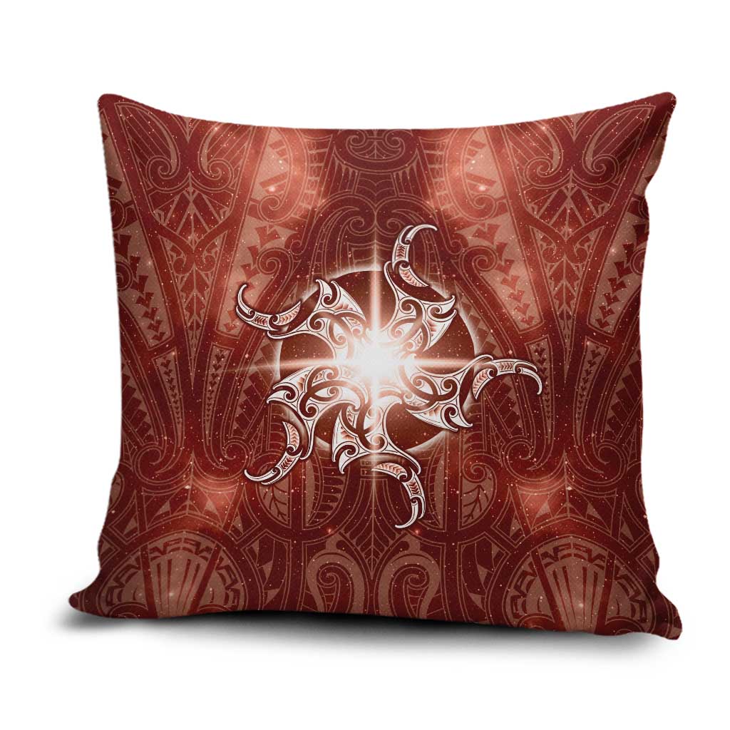 New Zealand Matariki Pohutukawa Pillow Cover Maori Moko Red Galaxy