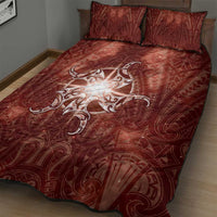 New Zealand Matariki Pohutukawa Quilt Bed Set Maori Moko Red Galaxy