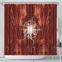 New Zealand Matariki Pohutukawa Shower Curtain Maori Moko Red Galaxy LT05 - Polynesian Pride