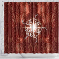 New Zealand Matariki Pohutukawa Shower Curtain Maori Moko Red Galaxy LT05 - Polynesian Pride