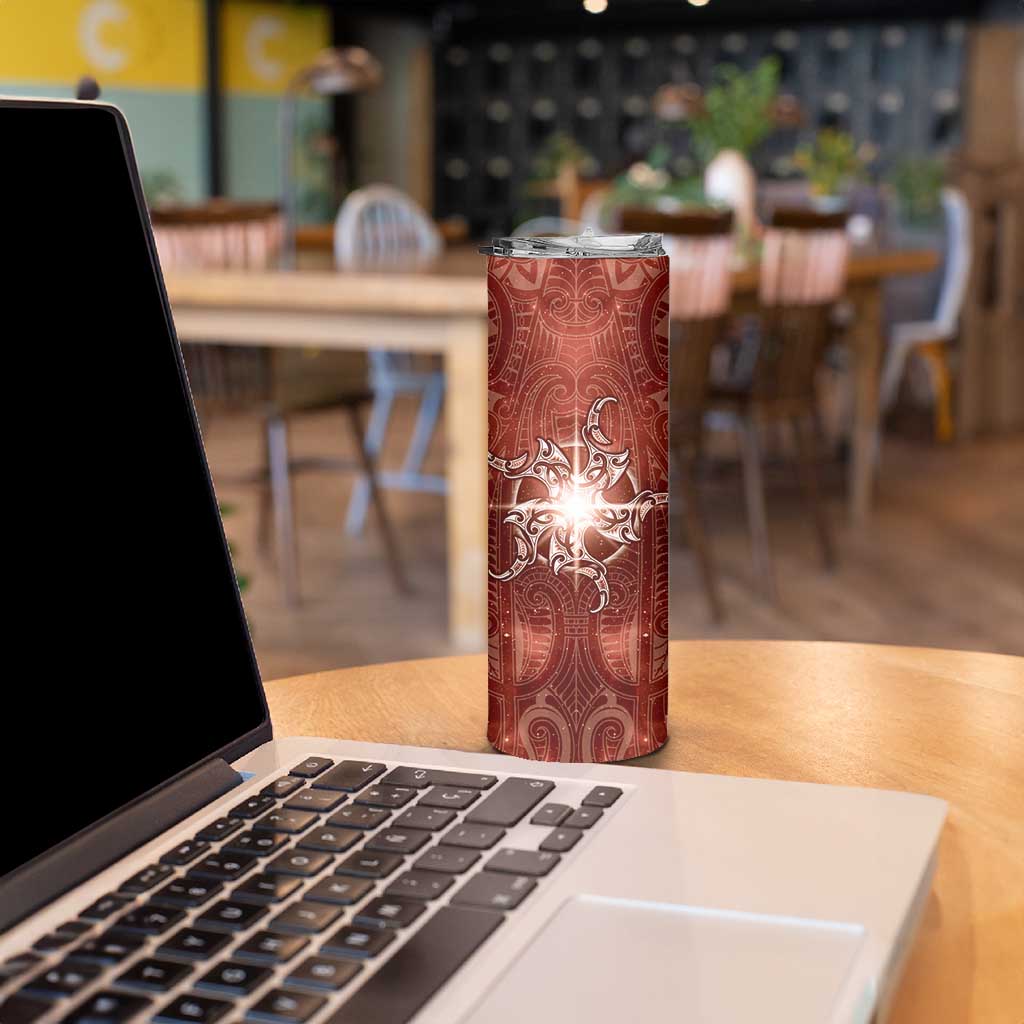 New Zealand Matariki Pohutukawa Skinny Tumbler Maori Moko Red Galaxy LT05 - Polynesian Pride
