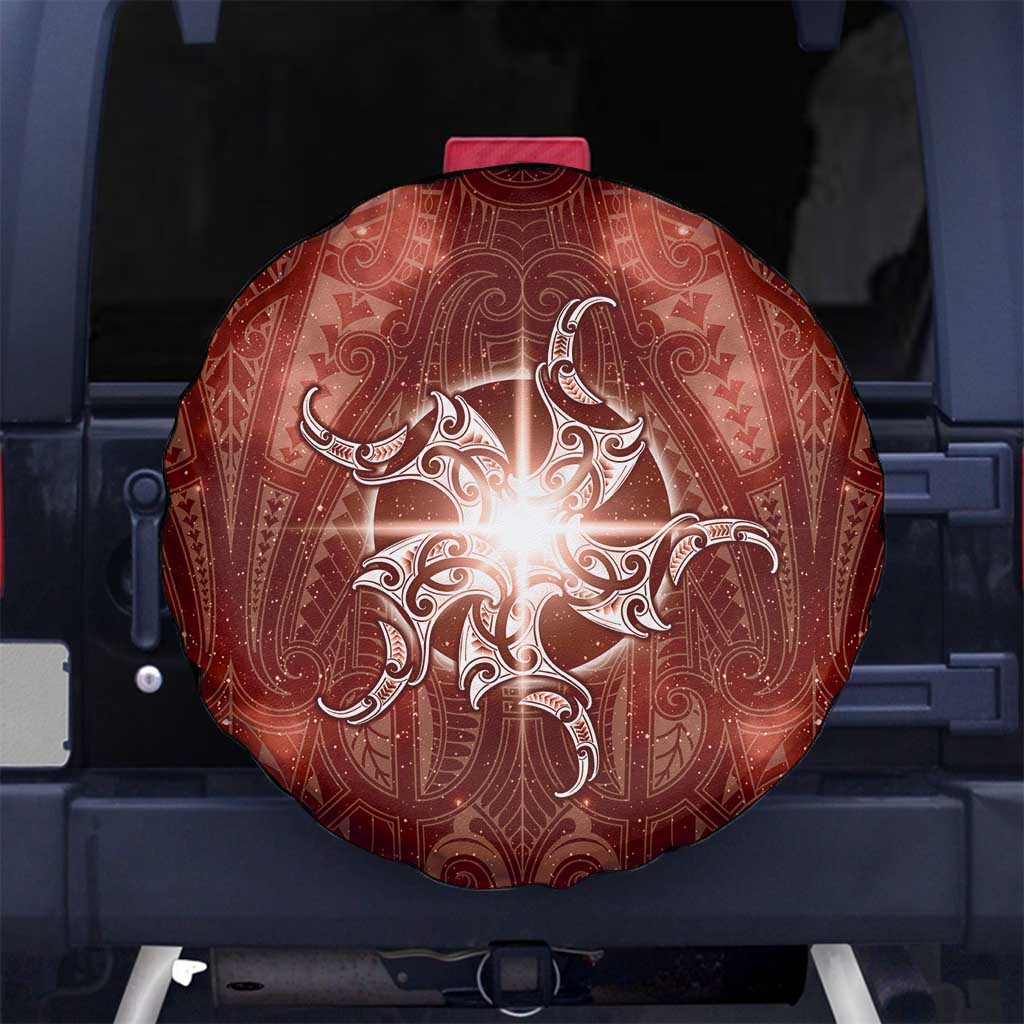 New Zealand Matariki Pohutukawa Spare Tire Cover Maori Moko Red Galaxy LT05 No hole Red - Polynesian Pride