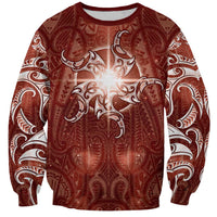 New Zealand Matariki Pohutukawa Sweatshirt Maori Moko Red Galaxy