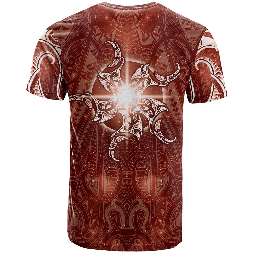New Zealand Matariki Pohutukawa T Shirt Maori Moko Red Galaxy LT05 - Polynesian Pride