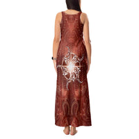 New Zealand Matariki Pohutukawa Tank Maxi Dress Maori Moko Red Galaxy LT05 - Polynesian Pride