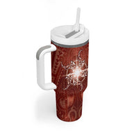 New Zealand Matariki Pohutukawa Tumbler With Handle Maori Moko Red Galaxy LT05 - Polynesian Pride