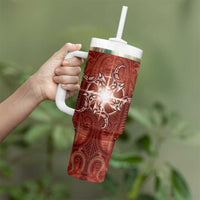 New Zealand Matariki Pohutukawa Tumbler With Handle Maori Moko Red Galaxy LT05 - Polynesian Pride