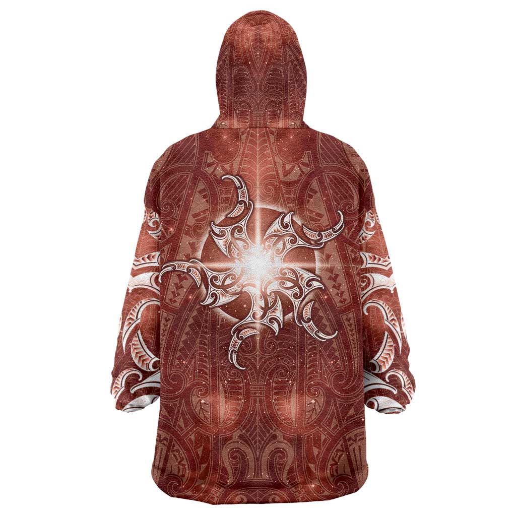 New Zealand Matariki Pohutukawa Wearable Blanket Hoodie Maori Moko Red Galaxy LT05 - Polynesian Pride