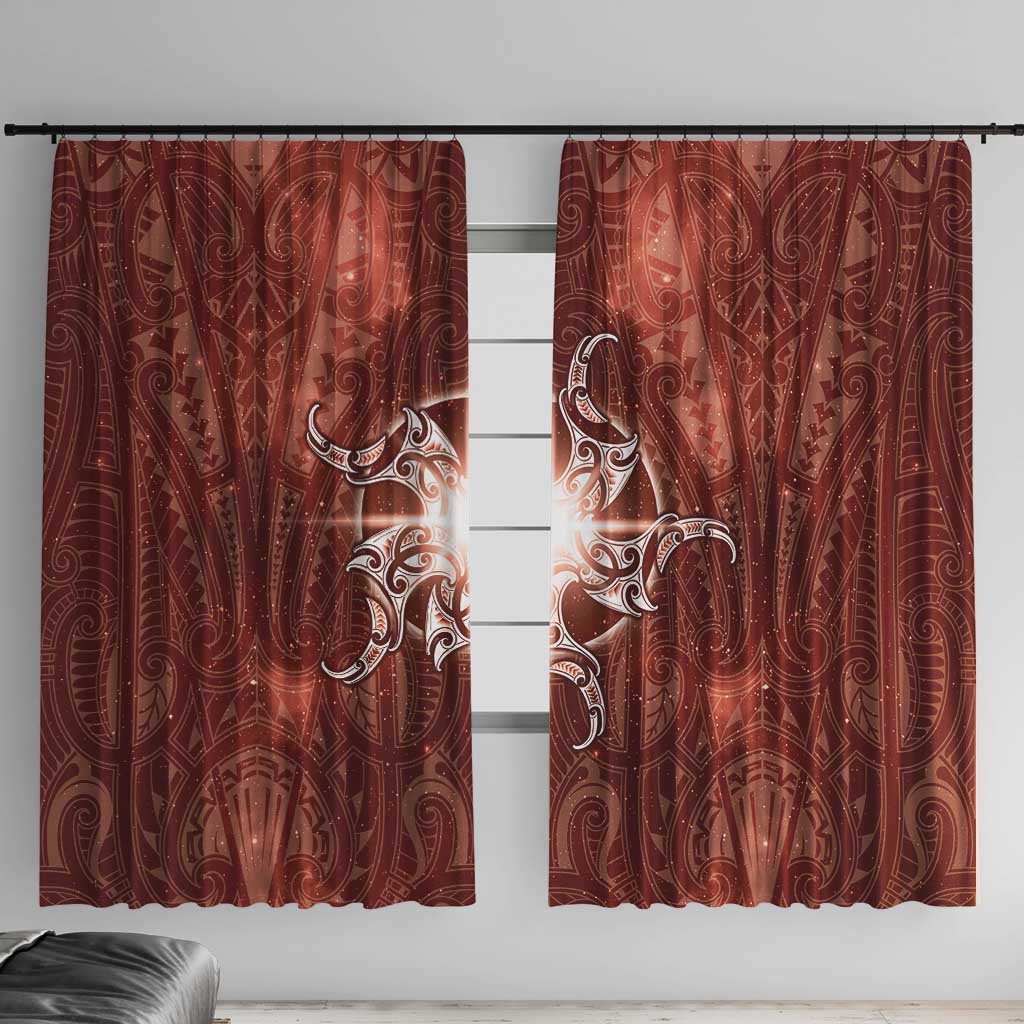 New Zealand Matariki Pohutukawa Window Curtain Maori Moko Red Galaxy
