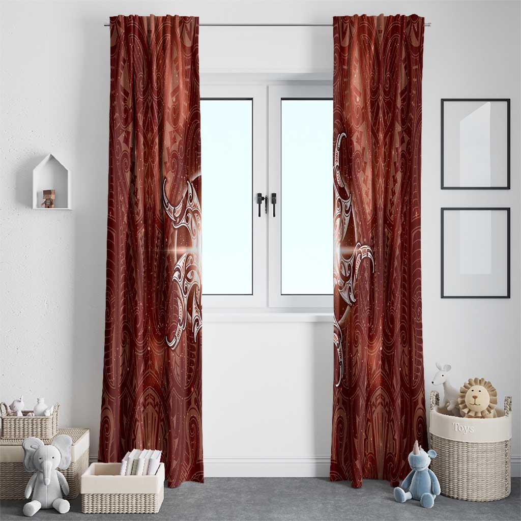 New Zealand Matariki Pohutukawa Window Curtain Maori Moko Red Galaxy