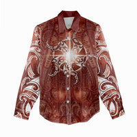 New Zealand Matariki Pohutukawa Women Casual Shirt Maori Moko Red Galaxy