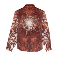 New Zealand Matariki Pohutukawa Women Casual Shirt Maori Moko Red Galaxy