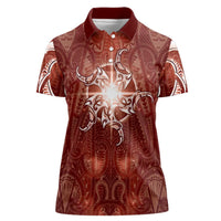 New Zealand Matariki Pohutukawa Women Polo Shirt Maori Moko Red Galaxy