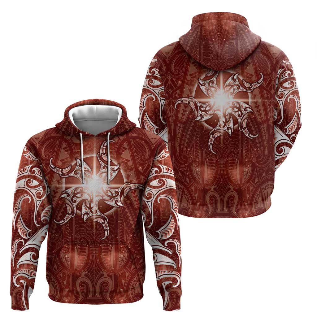New Zealand Matariki Pohutukawa Zip Hoodie Maori Moko Red Galaxy LT05 - Polynesian Pride