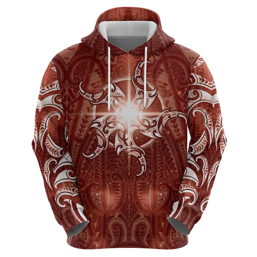 New Zealand Matariki Pohutukawa Zip Hoodie Maori Moko Red Galaxy LT05 - Polynesian Pride