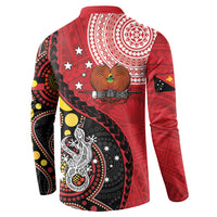 Papua New Guinea And Australia Aboriginal Button Sweatshirt Bird Of Paradise And Kangaroo Together