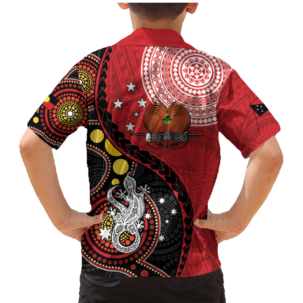 Papua New Guinea And Australia Aboriginal Family Matching Mermaid Dress and Hawaiian Shirt Bird Of Paradise And Kangaroo Together