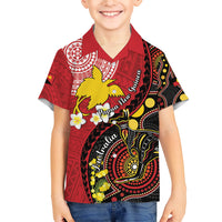 Papua New Guinea And Australia Aboriginal Family Matching Tank Maxi Dress and Hawaiian Shirt Bird Of Paradise And Kangaroo Together
