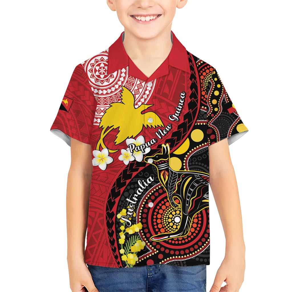 Papua New Guinea And Australia Aboriginal Hawaiian Shirt Bird Of Paradise And Kangaroo Together