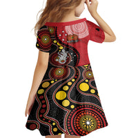 Papua New Guinea And Australia Aboriginal Kid Short Sleeve Dress Bird Of Paradise And Kangaroo Together