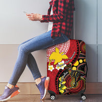 Papua New Guinea And Australia Aboriginal Luggage Cover Bird Of Paradise And Kangaroo Together