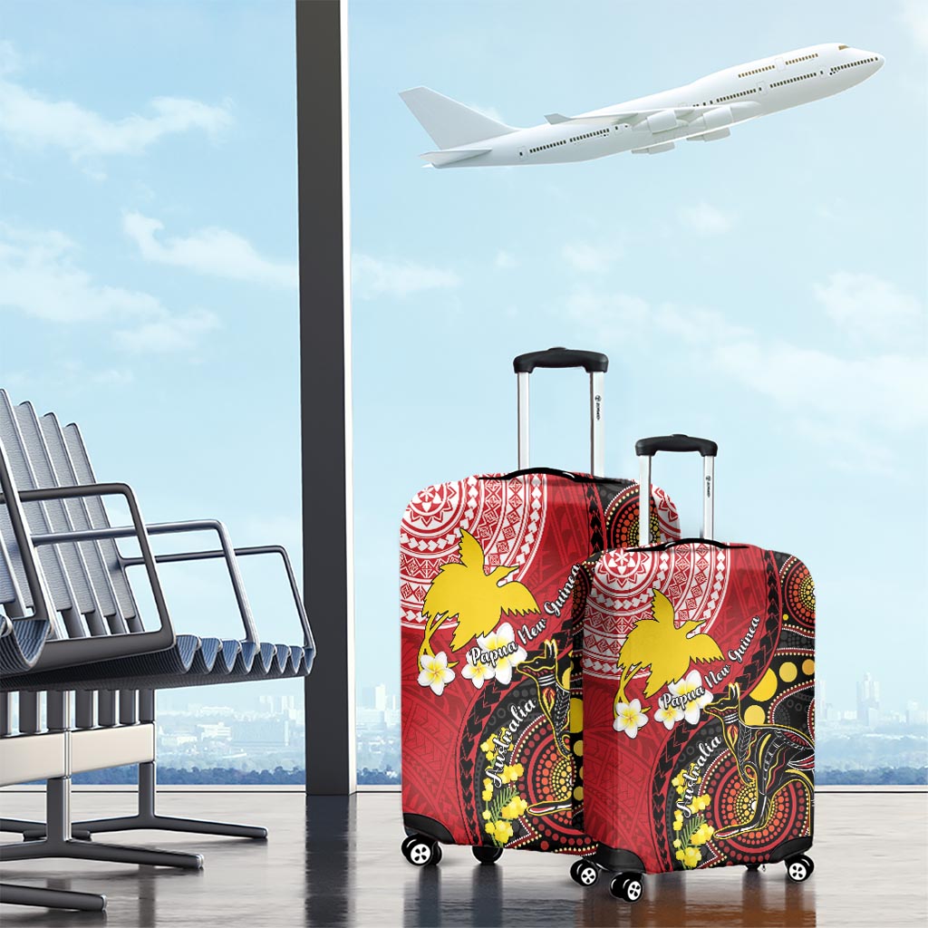 Papua New Guinea And Australia Aboriginal Luggage Cover Bird Of Paradise And Kangaroo Together