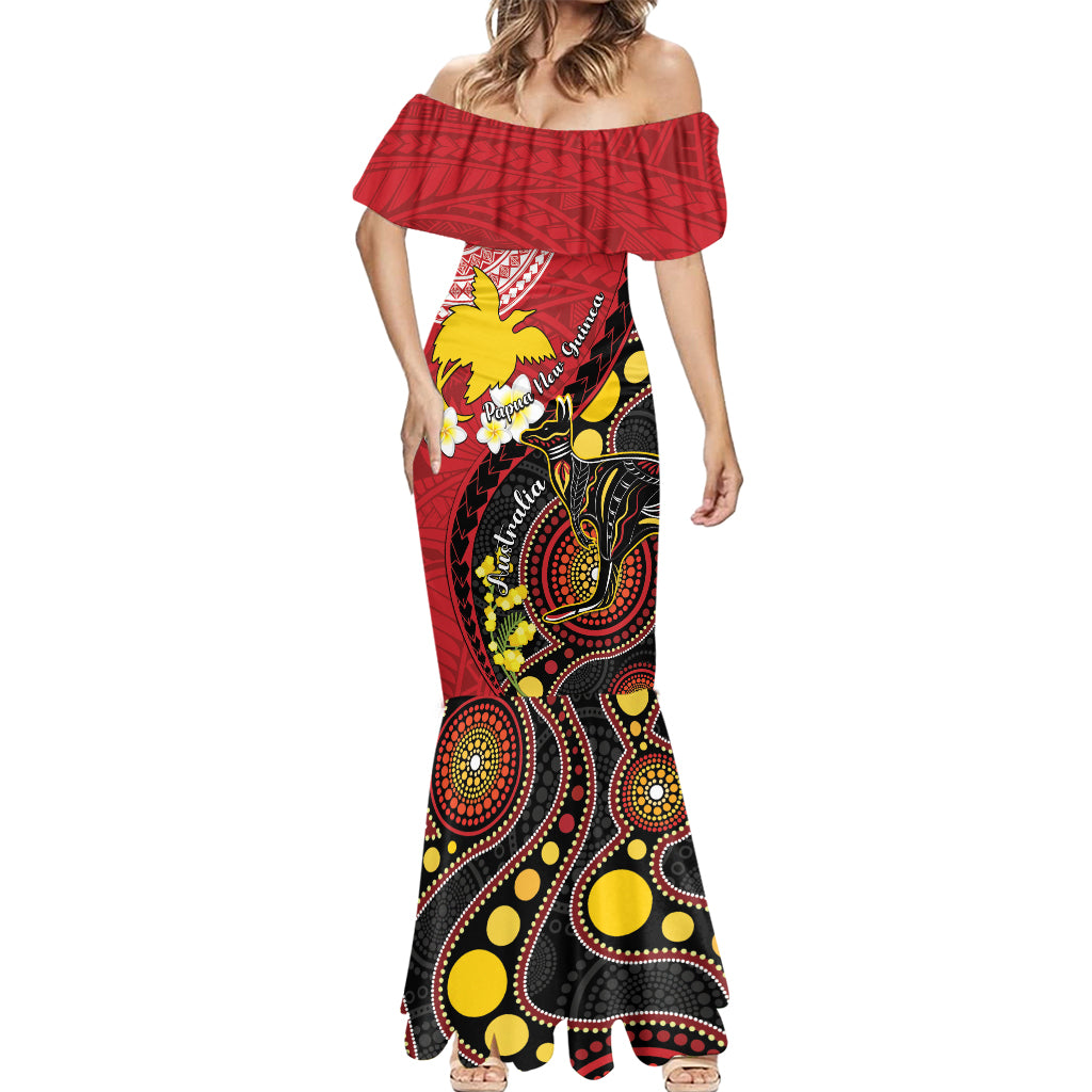 Papua New Guinea And Australia Aboriginal Mermaid Dress Bird Of Paradise And Kangaroo Together