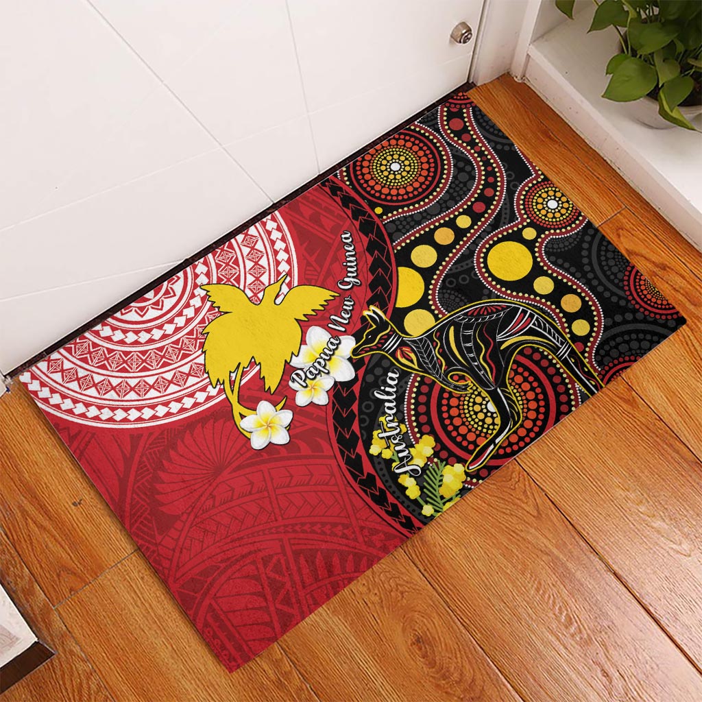 Papua New Guinea And Australia Aboriginal Rubber Doormat Bird Of Paradise And Kangaroo Together
