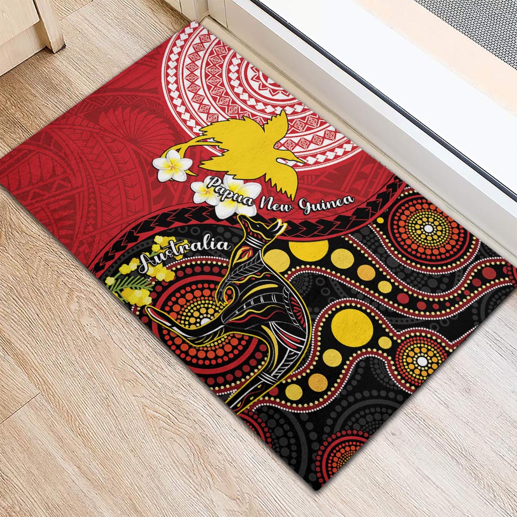Papua New Guinea And Australia Aboriginal Rubber Doormat Bird Of Paradise And Kangaroo Together