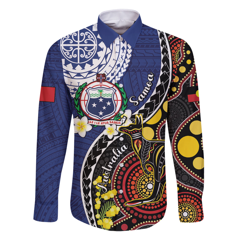 Samoa And Australia Together Family Matching Long Sleeve Bodycon Dress and Hawaiian Shirt Aboriginal Mix Polynesian