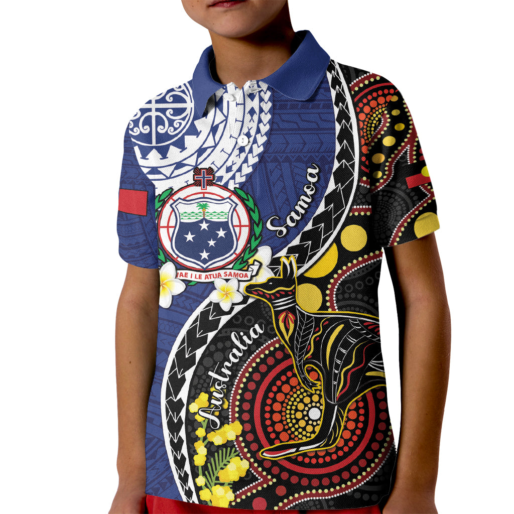 Samoa And Australia Together Kid Polo Shirt Aboriginal Mix Polynesian