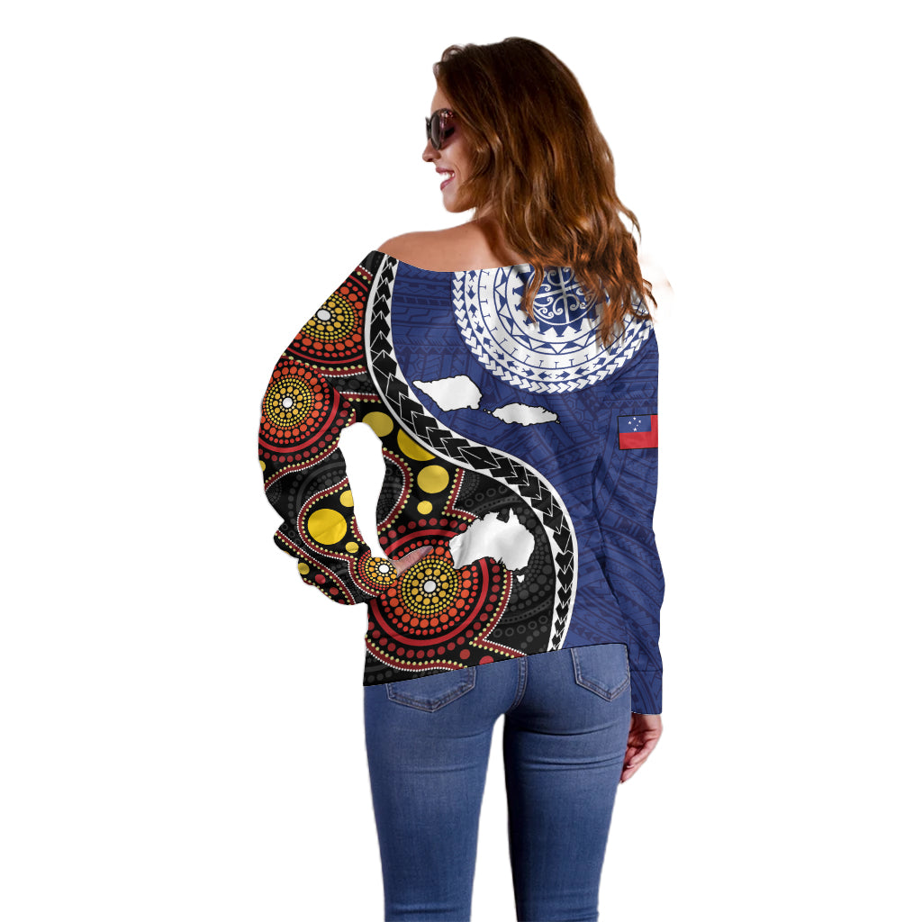 Samoa And Australia Together Off Shoulder Sweater Aboriginal Mix Polynesian
