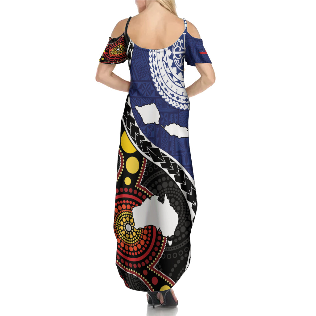 Samoa And Australia Together Summer Maxi Dress Aboriginal Mix Polynesian LT05 - Polynesian Pride
