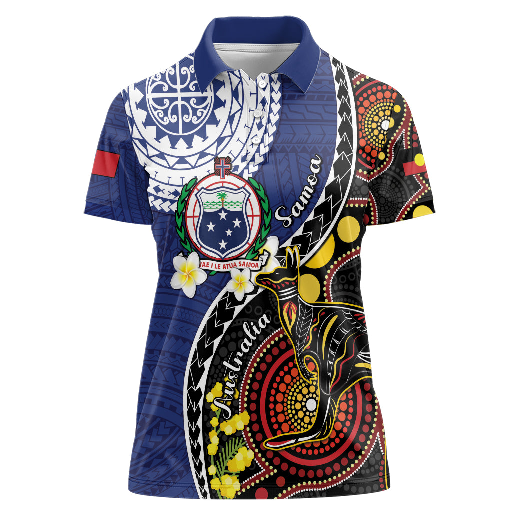 Samoa And Australia Together Women Polo Shirt Aboriginal Mix Polynesian