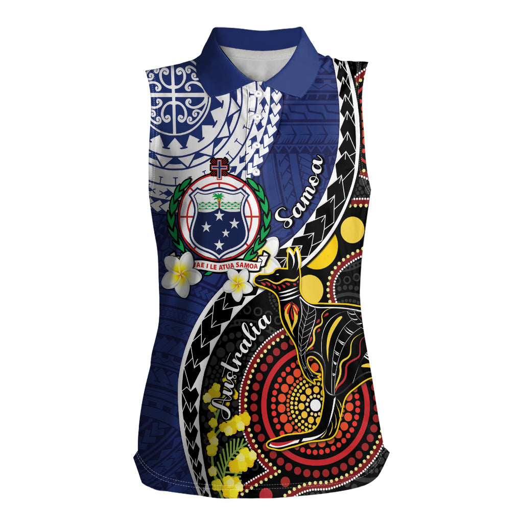 Samoa And Australia Together Women Sleeveless Polo Shirt Aboriginal Mix Polynesian