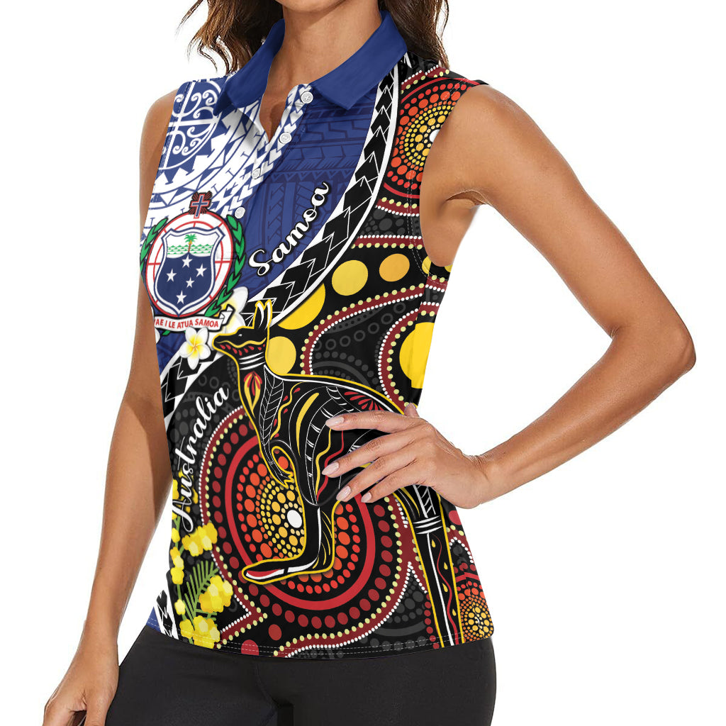 Samoa And Australia Together Women Sleeveless Polo Shirt Aboriginal Mix Polynesian