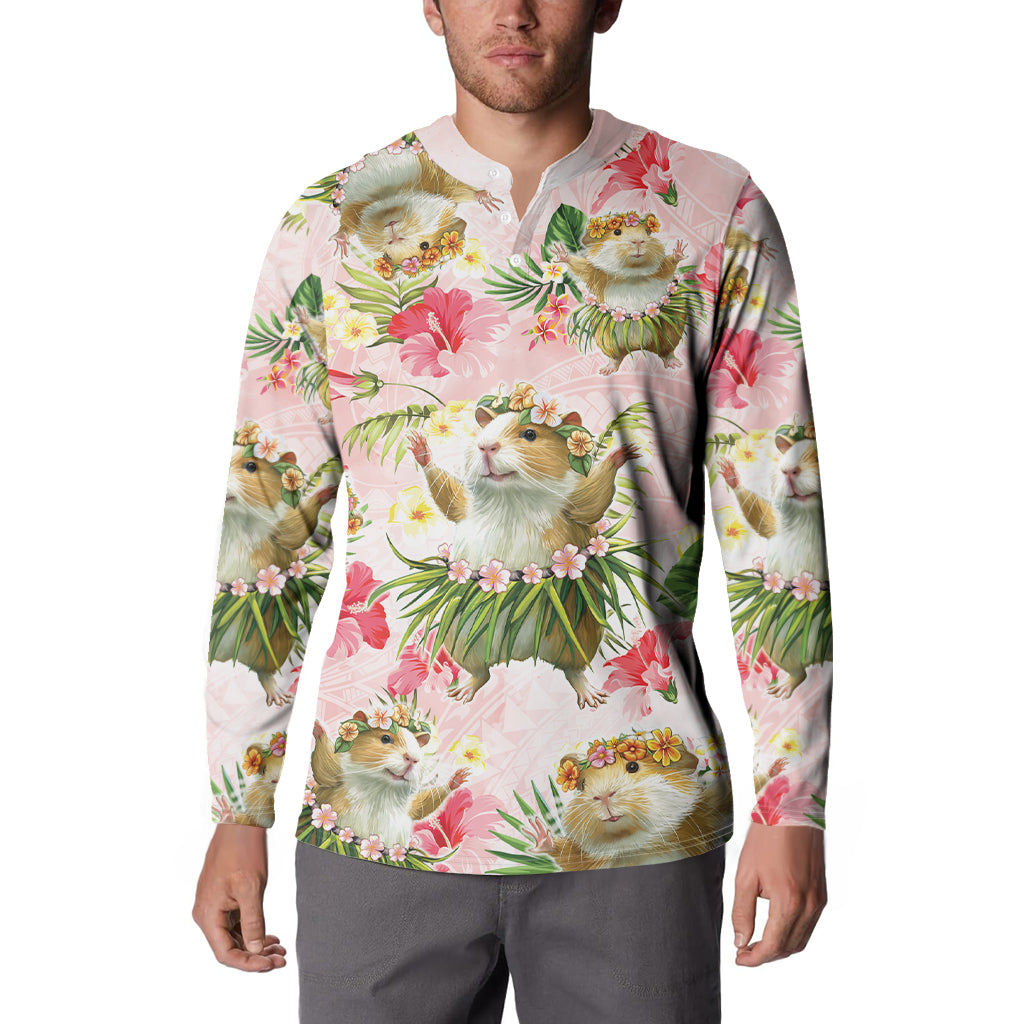 Hawaii Guinea Hula Pig Button Sweatshirt Funny Tropical Style
