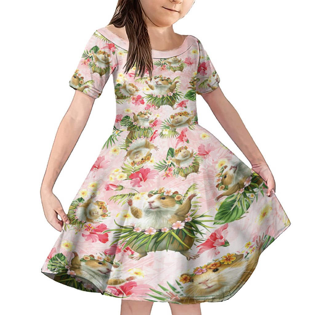 Hawaii Guinea Hula Pig Family Matching Long Sleeve Bodycon Dress and Hawaiian Shirt Funny Tropical Style