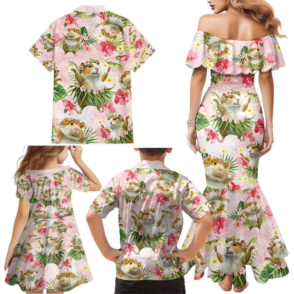 Hawaii Guinea Hula Pig Family Matching Mermaid Dress and Hawaiian Shirt Funny Tropical Style