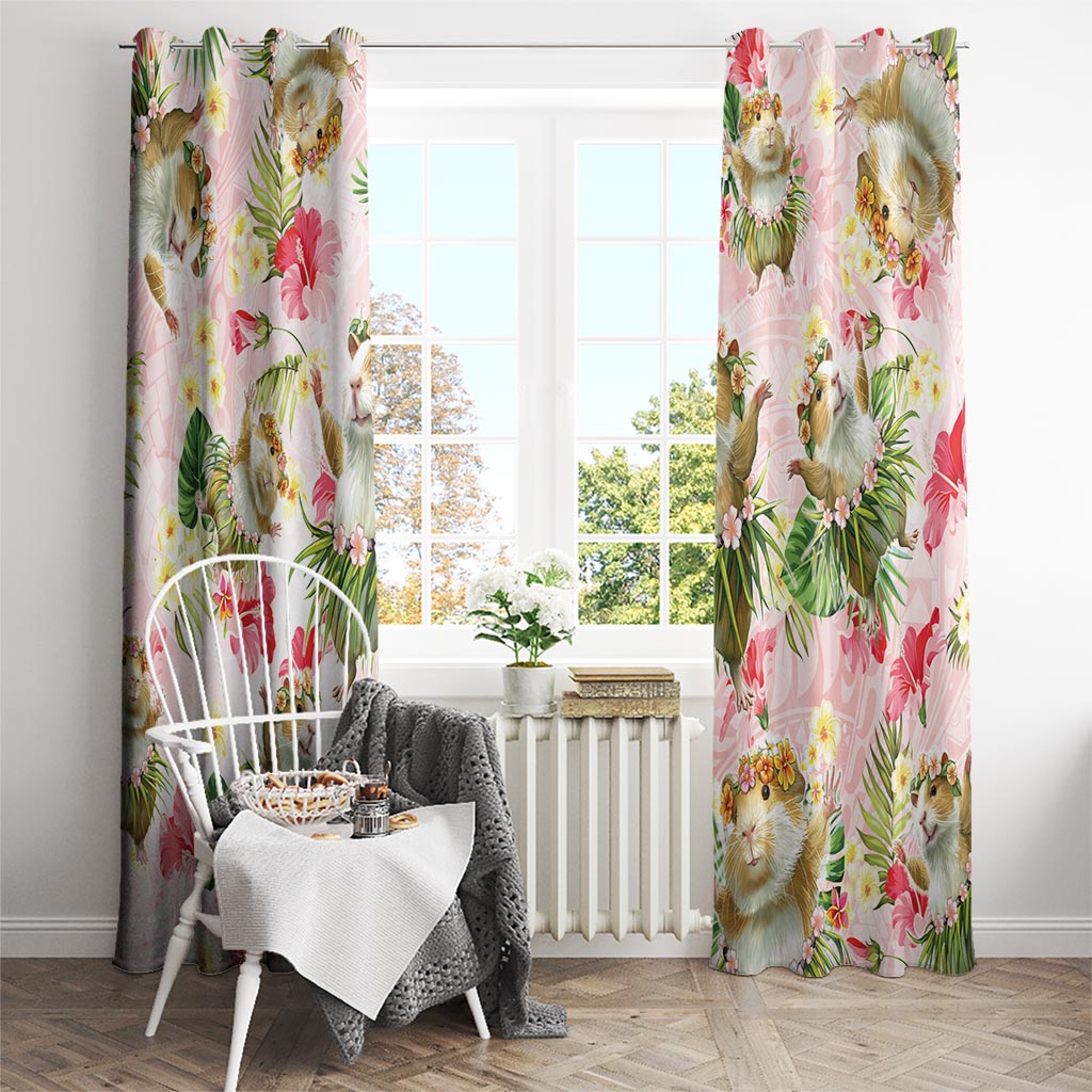 Hawaii Guinea Hula Pig Window Curtain Funny Tropical Style