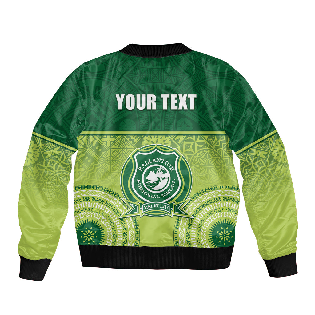 Personalised Ballantine Memorial School Bomber Jacket With Fijian Tapa Pattern