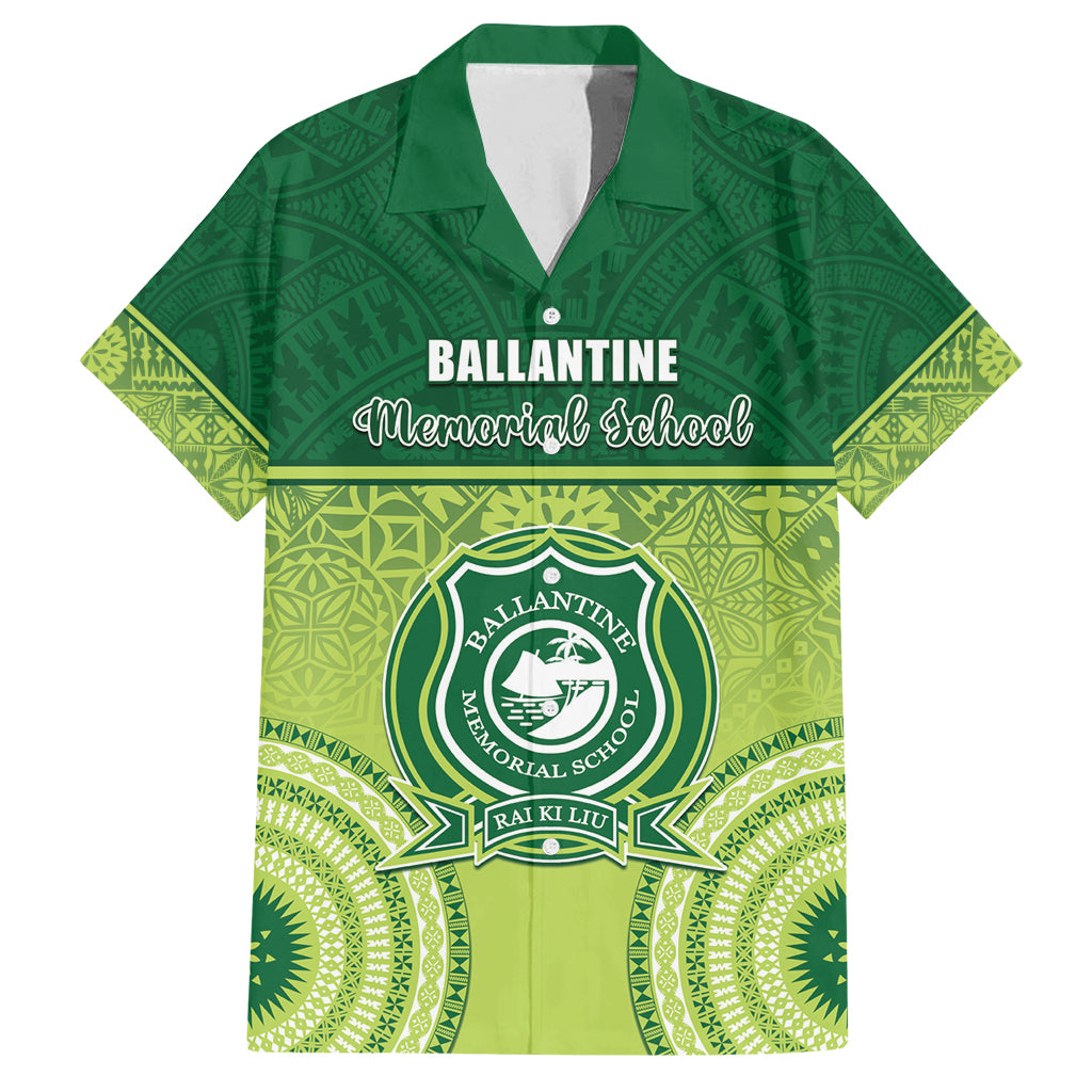 Personalised Ballantine Memorial School Family Matching Off Shoulder Short Dress and Hawaiian Shirt With Fijian Tapa Pattern