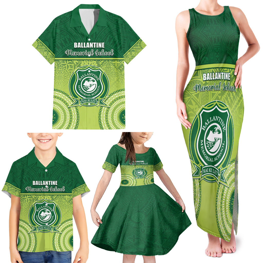 Personalised Ballantine Memorial School Family Matching Tank Maxi Dress and Hawaiian Shirt With Fijian Tapa Pattern